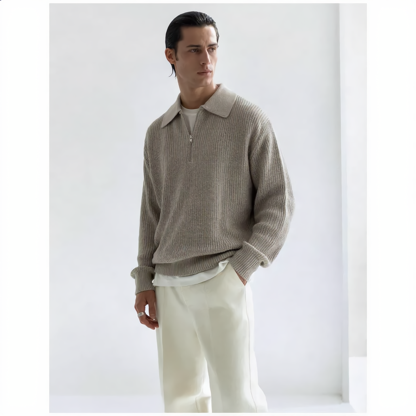 VIRAL KNITTED HALF QUARTER ZIP SWEATER+ FREE T-SHIRT (OFFER TODAY ONLY)