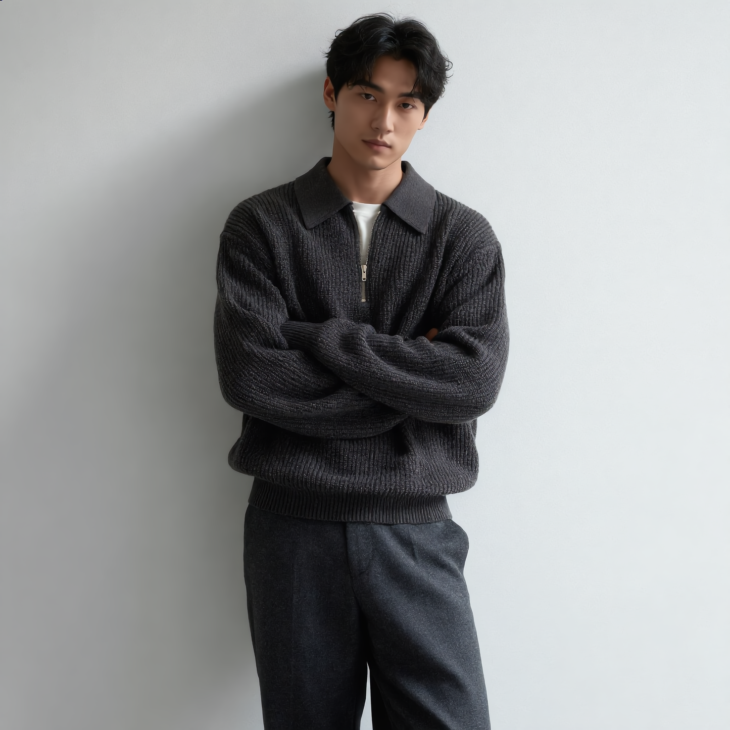 VIRAL KNITTED HALF QUARTER ZIP SWEATER+ FREE T-SHIRT (OFFER TODAY ONLY)