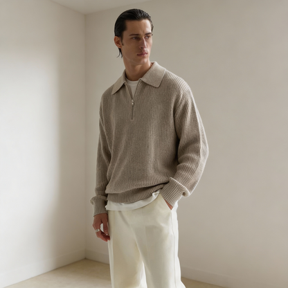 VIRAL KNITTED HALF QUARTER ZIP SWEATER+ FREE T-SHIRT (OFFER TODAY ONLY)